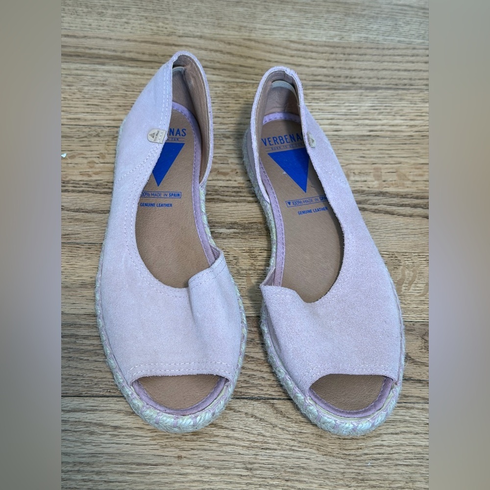 Verbenas Cruz Open Toe Suede Espadrille in Antique Pink Size 41 - Picture 10 of 11